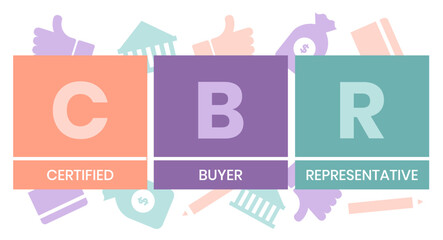 CBR, Certified Buyer Representative. Concept with keyword and icons. Flat vector illustration. Isolated on white.