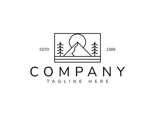 outdoor nature line logo. adventure landscape logo design