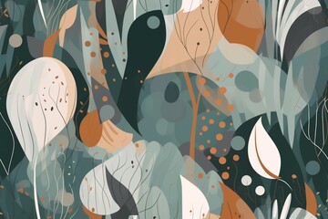 Nature Inspired Abstract Artwork with Organic Shapes and Soothing Colors Created with Generative AI