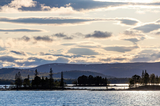 Arjeplog, Sweden The Hornavan Lake and mountains in the distance.