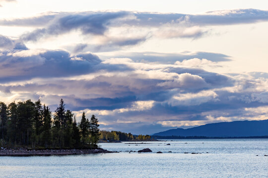 Arjeplog, Sweden The Hornavan Lake and mountains in the distance.
