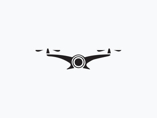 Realistic vector drone with a camera. Flying with aerial camera badge label graphic design logo icon illustration. Drone quadcopter. For signage, vector illustration. Flying  in a white background.