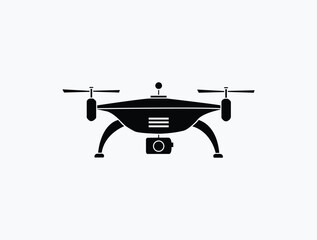 Realistic vector drone with a camera. Flying with aerial camera badge label graphic design logo icon illustration. Drone quadcopter. For signage, vector illustration. Flying  in a white background.