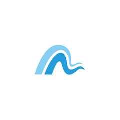 letter m abstract blue waves wavy logo vector
