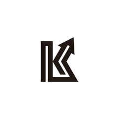letter k stripes arrow chart logo vector