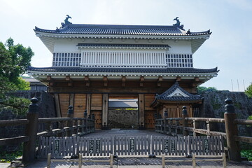 Fototapeta premium Goromon Gate at Tsurumaru Castle Ruins in Kagoshima, Japan - 日本 鹿児島 鶴丸城 御楼門