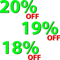 18% 19% 20% Discount vector illustration desinged