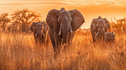 elephant at sunset, Generative AI