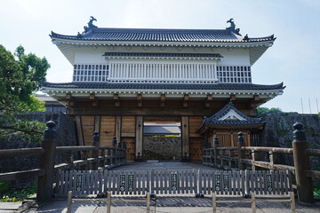 Goromon Gate at Tsurumaru Castle Ruins in Kagoshima, Japan - 日本 鹿児島 鶴丸城 御楼門 - obrazy, fototapety, plakaty