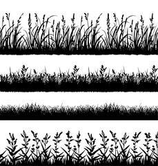 Seamless grass black silhouette vector Illustration