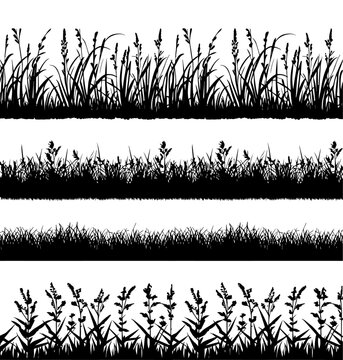 Seamless grass black silhouette vector Illustration
