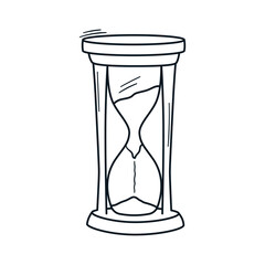 Outline hourglass illustration. Simple drawing of sand clock. Symbol of time. Hand drawn contour vector icon.