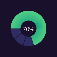 Ring progress infographic chart design template for dark theme. Download completeness. Editable circular infochart with percentage bar. Visual data presentation. Myriad Pro-Bold, Regular fonts used