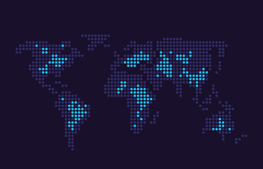 Map infographic chart design element for dark theme. Population density. Customizable graph for statistical analysis. Editable component for instructional graphics. Visual data presentation