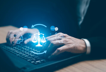 AI ethics or AI Law concept. Developing AI codes of ethics. Compliance, regulation, standard , business policy and responsibility for guarding against unintended bias in machine learning algorithms.