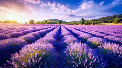 Fototapeta na wymiar Field of lavender, generative ai 