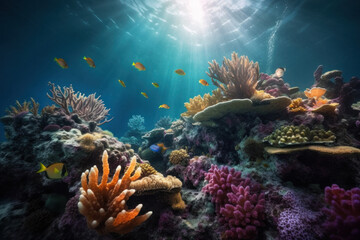 Fototapeta na wymiar Coral reef landscape Illustration AI Generative.