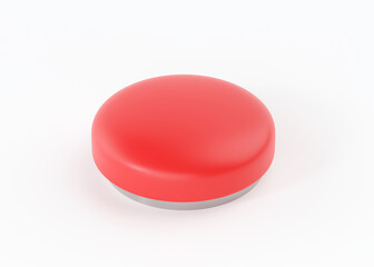 Alarm button 3d render icon - start simple circle with switch sign, round shutdown metal element