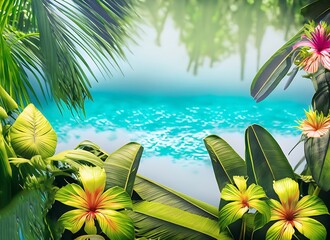 Tropical background with exotic nature