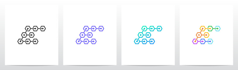 Hexagon Chain Link Letter Logo Design E