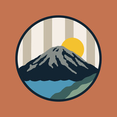 Mountain outdoor theme. big mountain outdoor vintage vector design for t shirt, sticker, badge and other