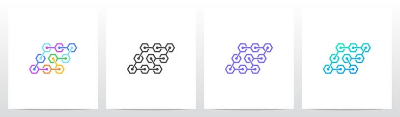 Hexagon Chain Link Letter Logo Design B