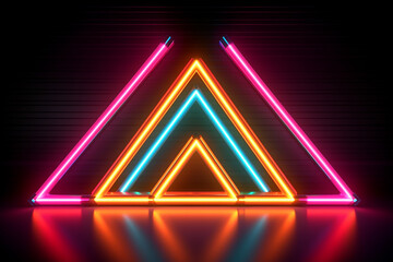 Neon 3d renders geometric backgrounds, Generative AI