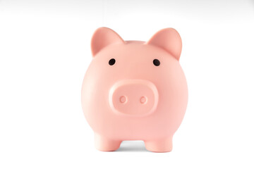 pig dollar money saving box account on white background with invest, saving, money and business retirement concept