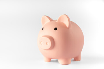 pig dollar money saving box account on white background with invest, saving, money and business retirement concept