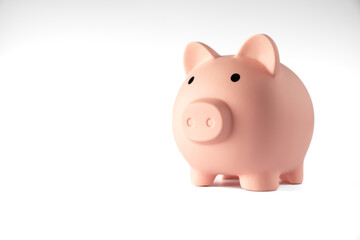 pig dollar money saving box account on white background with invest, saving, money and business retirement concept