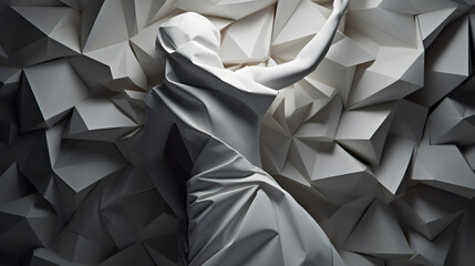 Obraz premium Origami figure against a backdrop of abstract textures. Generative AI.