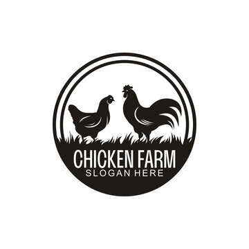 minimalist chicken farm vector suitable for company logos