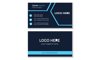 Modern and simple business card design with blue and dark blue color