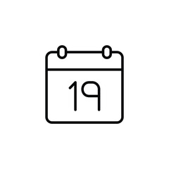 19 Date icon design with white background stock illustration