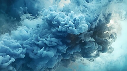Abstract Background of Blue pastel ink smoke cloud in water for wallpaper Laptop Background or other digital media use. AI Generative Image
