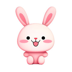cute pink little rabbit is sitting funny animal illustration
