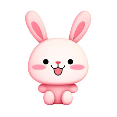 Fototapeta premium cute pink little rabbit is sitting funny animal illustration