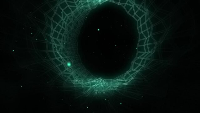 Wormhole vortex time travel through geometric grid tunnell 4k animation 