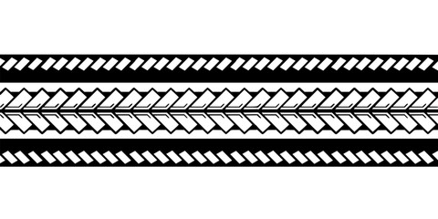 Polynesian border tattoo design.  Pattern aboriginal samoan. Black and white texture, isolated vector. - obrazy, fototapety, plakaty