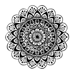 Flower mandala in hand drawn style for prints, fabric and ceramic. Vector illustration. Coloring page for positive attitude and mindfulness practice.