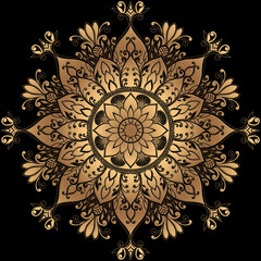 Mehndi Henna Drawing Circular Mandala pattern for tattoo, decoration premium product poster or painting. Decorative ornament in ethnic oriental style. Outline doodle hand draw illustration.