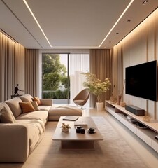 Upscale living space detailing high-end furniture in a designer loft..