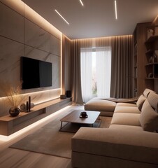 Upscale living space detailing high-end furniture in a designer loft..