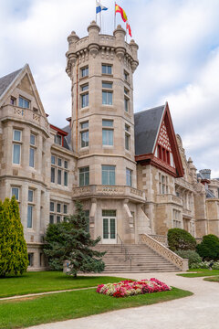 The Palacio de la Magdalena, a palace in Santander (Cantabria), Spain. Its construction was financed by popular subscription and given to the Spanish Royal Family as summer residence. Vertical photo