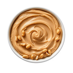 Bowl of Crunchy Peanut Butter Isolated on a Transparent Background. Generative AI