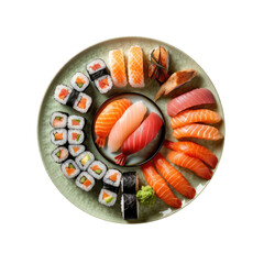 Plate of Sushi Isolated on a Transparent Background. Generative AI