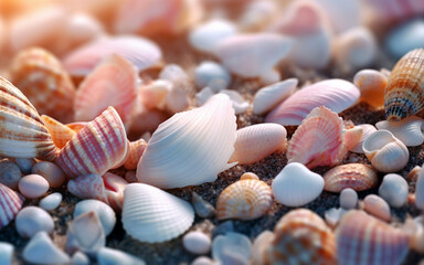 Seashell in the beach close up photograph