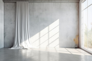 Obraz premium Beautiful Sunlight Through White Sheer Linen: Interior Design Inspiration