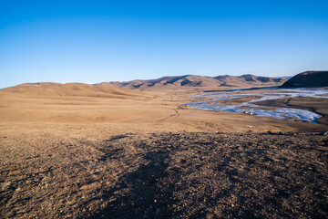 Orkhon River view from Monument for the Mongol States, Kharkhorin city, Mongolia