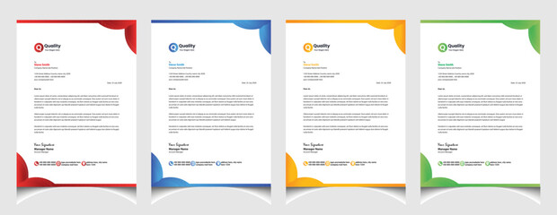 Professional corporate company business colourful letterhead template design with a4 size stationary item modern letterhead. - obrazy, fototapety, plakaty